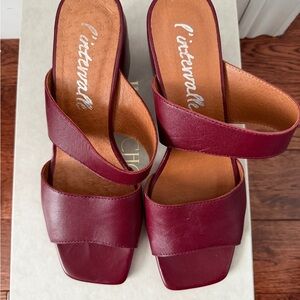 L'INTERVALLE Women's Wine Leather Slide Mules